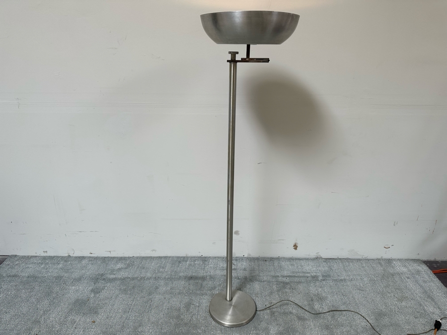 Kurt Versen Vintage Art Deco Flip Top Shade Modernist Floor Lamp Reading / Torchiere 62H [Photo 3]