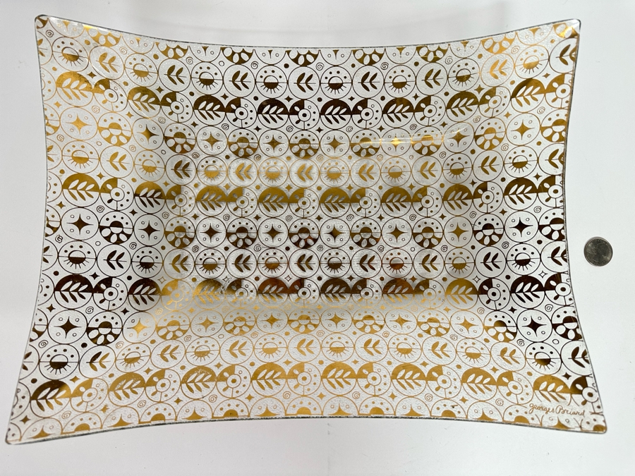 Vintage Mid-Century Georges Briard Gold Glass Centerpiece Bowl 15 X 11 [Photo 4]