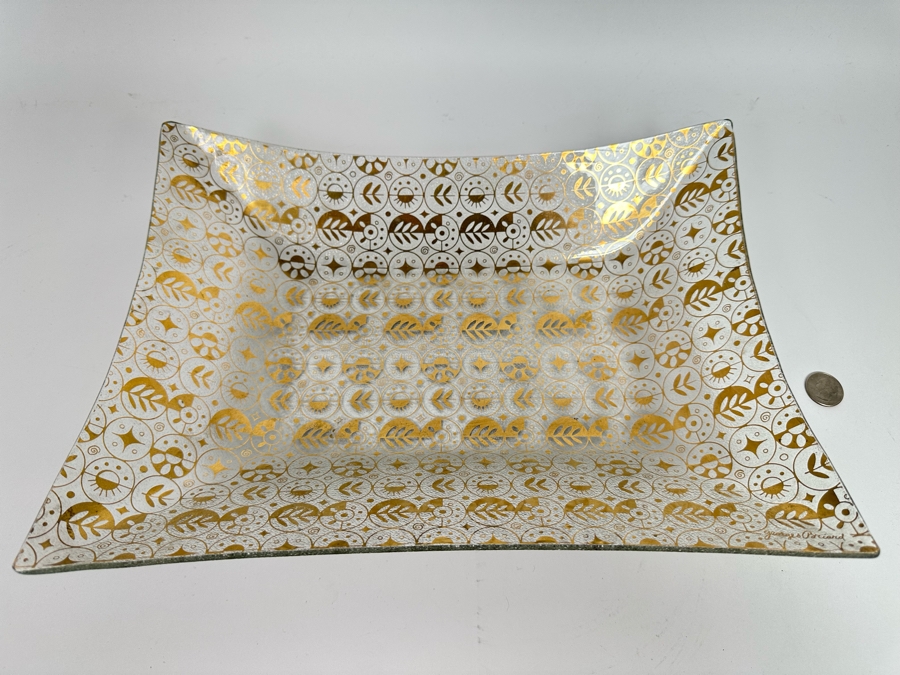 Vintage Mid-Century Georges Briard Gold Glass Centerpiece Bowl 15 X 11 [Photo 2]