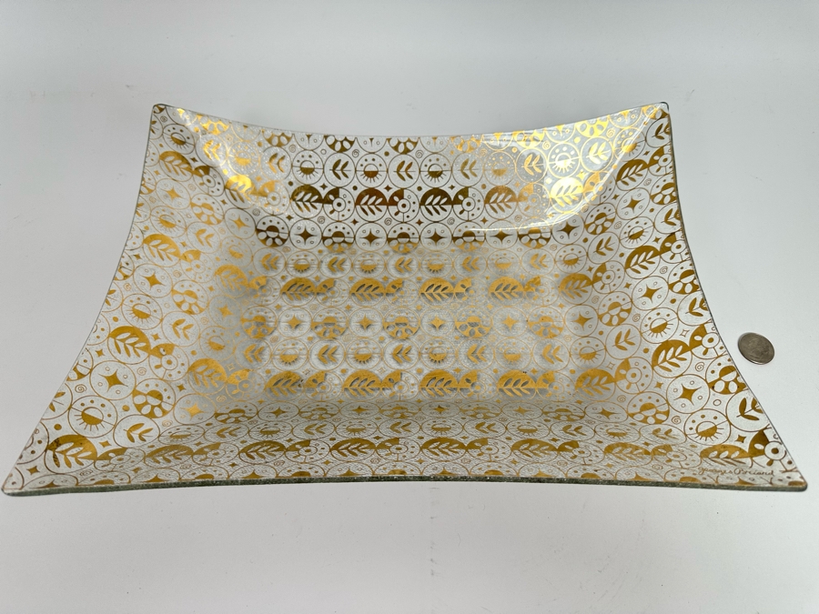 Vintage Mid-Century Georges Briard Gold Glass Centerpiece Bowl 15 X 11 [Photo 3]