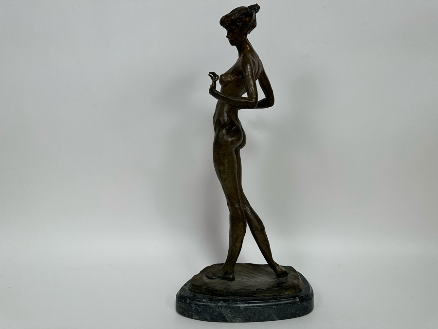 Vintage 1990 Max Turner Nude Female Bronze Sculpture On Marble Base 10W X 6D X 21H [Photo 10]