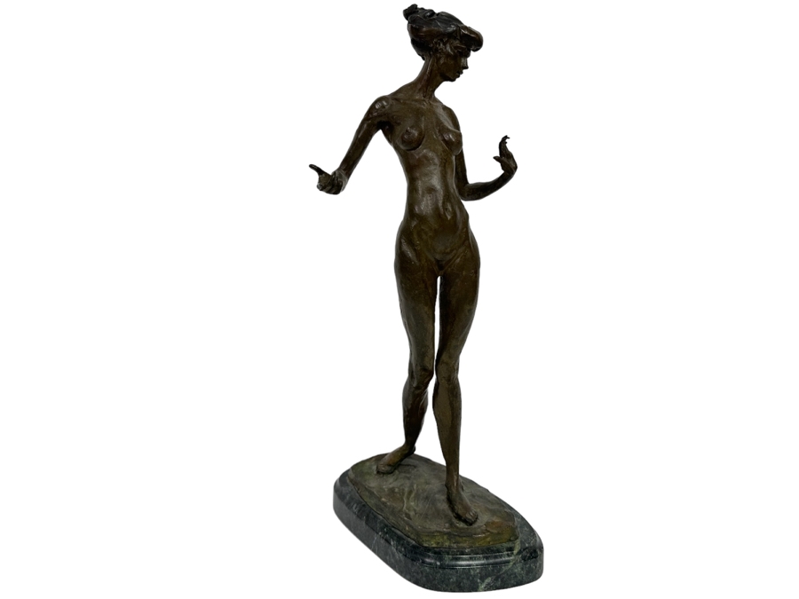 Vintage 1990 Max Turner Nude Female Bronze Sculpture On Marble Base 10W X 6D X 21H [Photo 2]