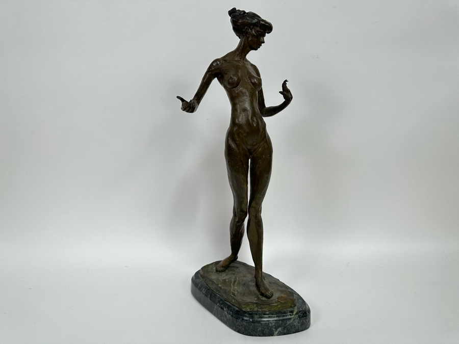 Vintage 1990 Max Turner Nude Female Bronze Sculpture On Marble Base 10W X 6D X 21H [Photo 5]