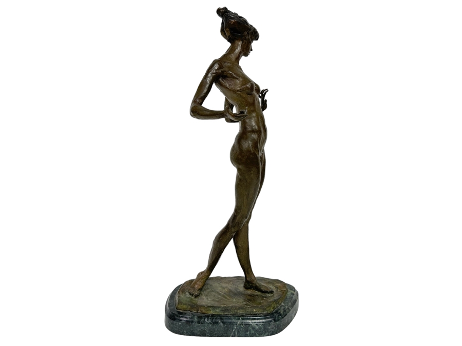 Vintage 1990 Max Turner Nude Female Bronze Sculpture On Marble Base 10W X 6D X 21H