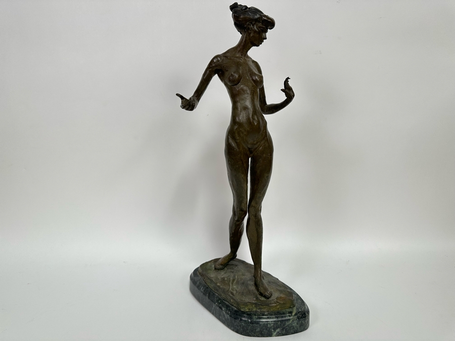 Vintage 1990 Max Turner Nude Female Bronze Sculpture On Marble Base 10W X 6D X 21H [Photo 7]