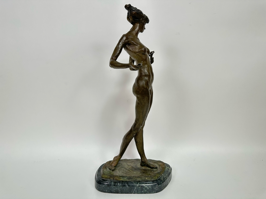 Vintage 1990 Max Turner Nude Female Bronze Sculpture On Marble Base 10W X 6D X 21H [Photo 4]