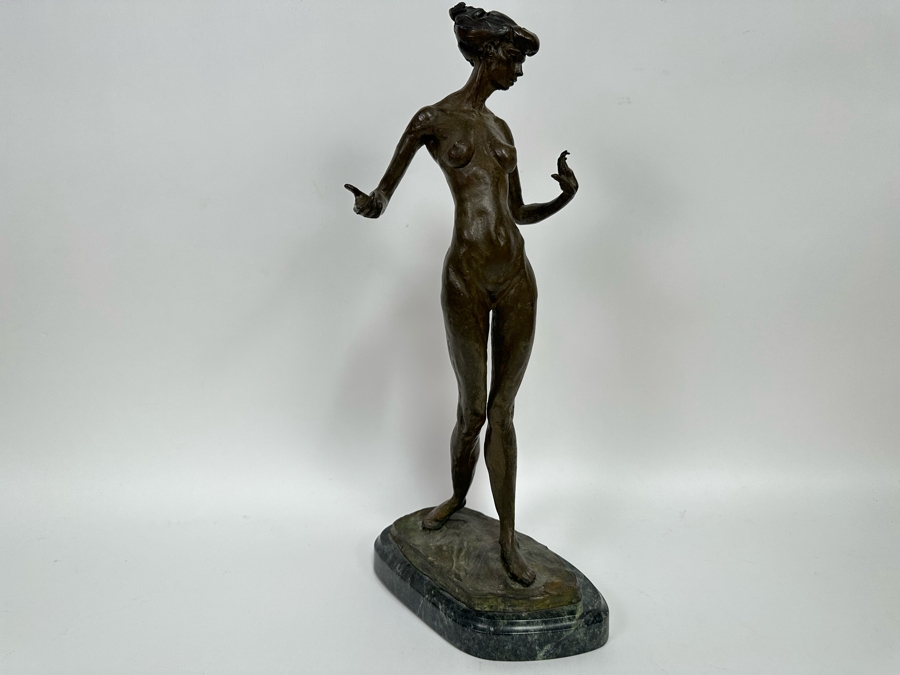 Vintage 1990 Max Turner Nude Female Bronze Sculpture On Marble Base 10W X 6D X 21H [Photo 6]