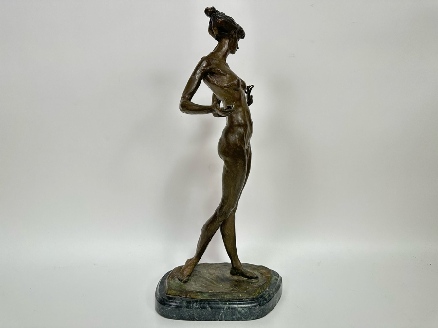 Vintage 1990 Max Turner Nude Female Bronze Sculpture On Marble Base 10W X 6D X 21H [Photo 3]