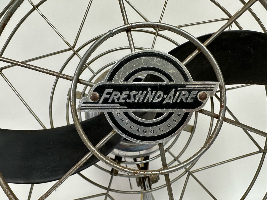 Vintage Art Deco Fresh'nd-Aire Freshen Air Chrome Desk Fan Working 20W X 25H [Photo 5]