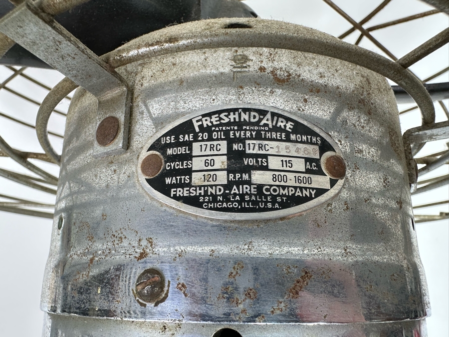 Vintage Art Deco Fresh'nd-Aire Freshen Air Chrome Desk Fan Working 20W X 25H [Photo 11]