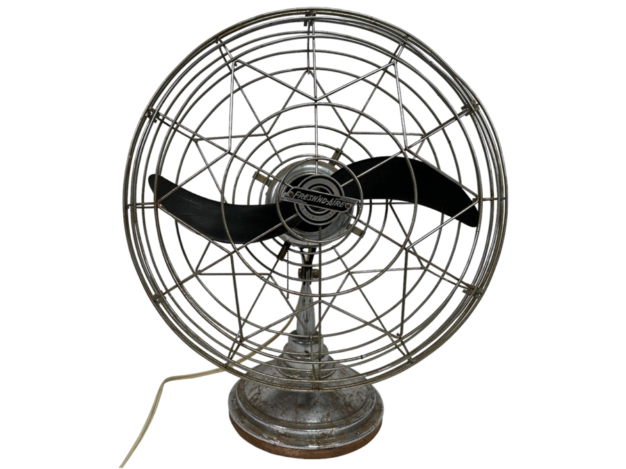 Vintage Art Deco Fresh'nd-Aire Freshen Air Chrome Desk Fan Working 20W X 25H [Photo 1]