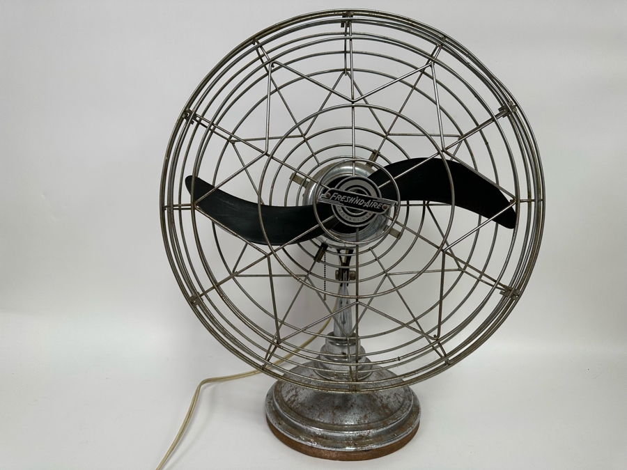 Vintage Art Deco Fresh'nd-Aire Freshen Air Chrome Desk Fan Working 20W X 25H [Photo 2]