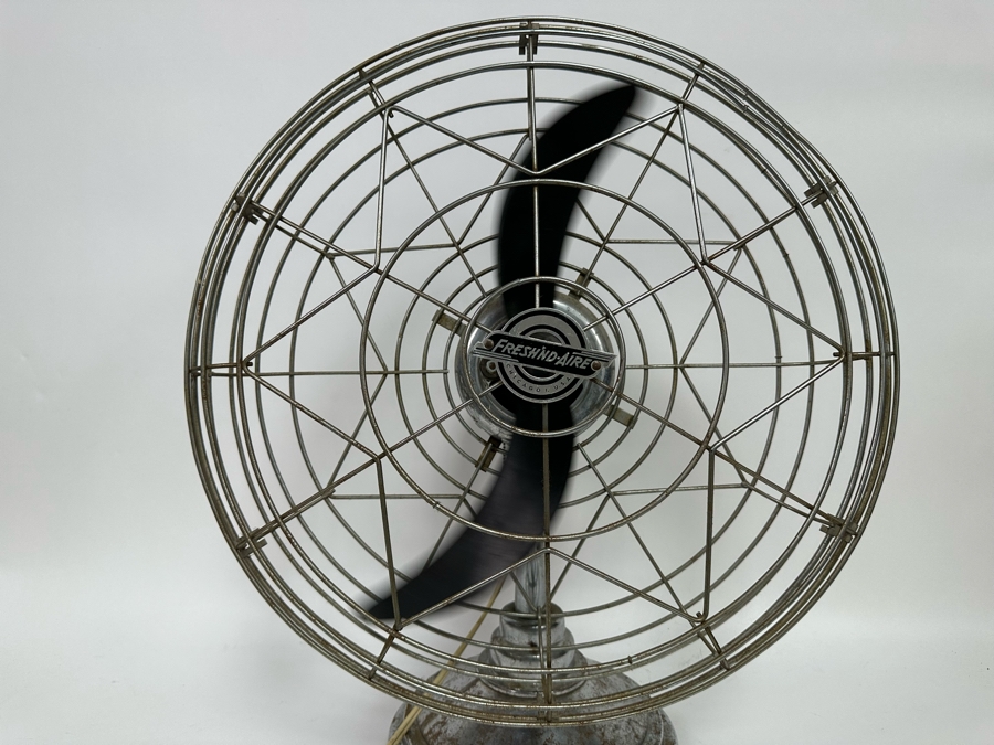 Vintage Art Deco Fresh'nd-Aire Freshen Air Chrome Desk Fan Working 20W X 25H [Photo 7]
