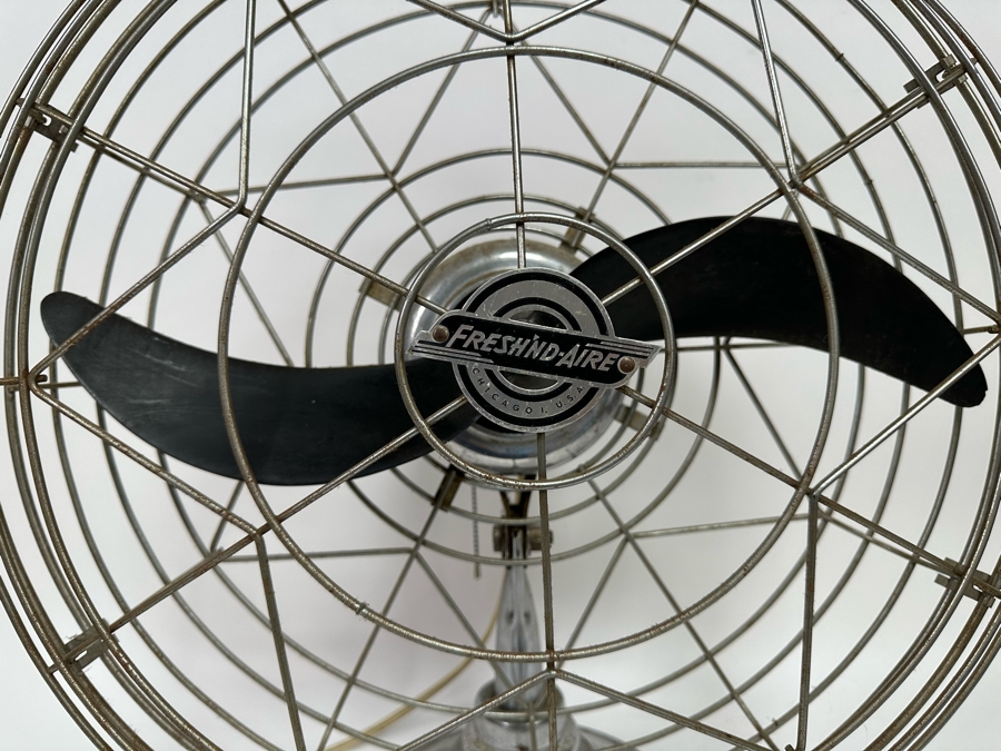 Vintage Art Deco Fresh'nd-Aire Freshen Air Chrome Desk Fan Working 20W X 25H [Photo 4]