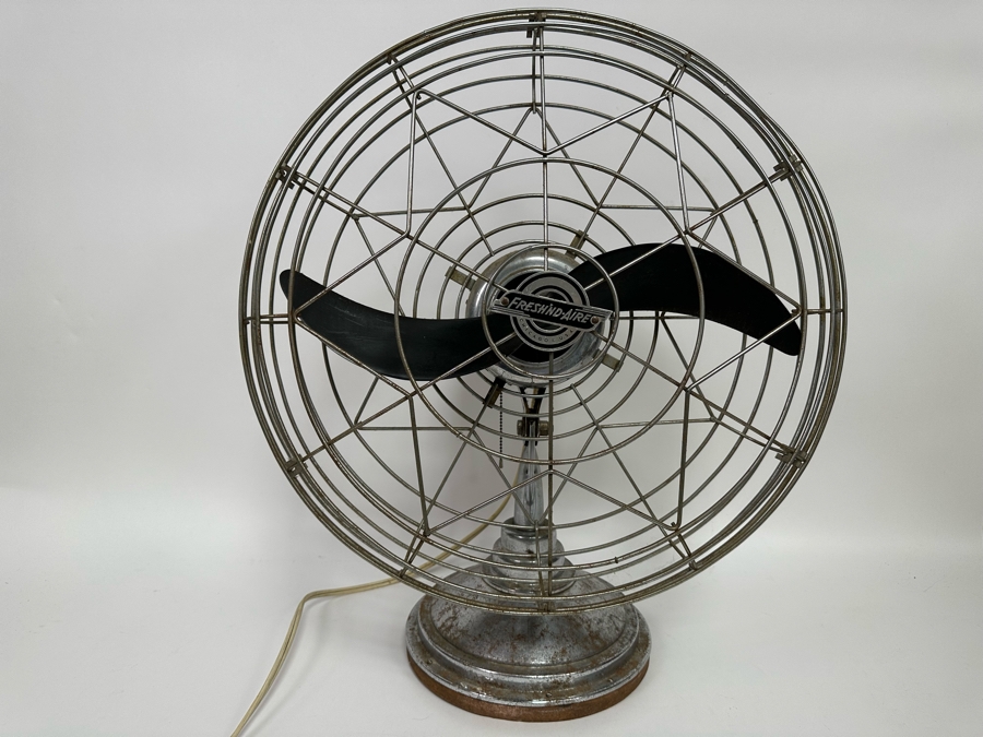 Vintage Art Deco Fresh'nd-Aire Freshen Air Chrome Desk Fan Working 20W X 25H [Photo 3]