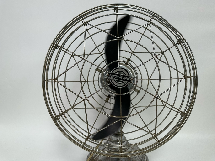 Vintage Art Deco Fresh'nd-Aire Freshen Air Chrome Desk Fan Working 20W X 25H [Photo 6]