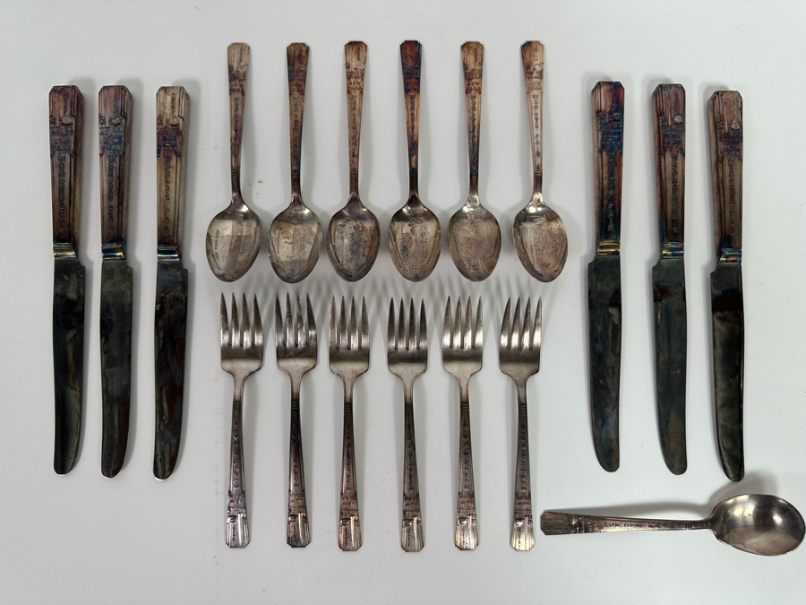 Vintage Art Deco Silverplate Flatware Service For Six Advertising The 1939 New York World's Fair [Photo 2]
