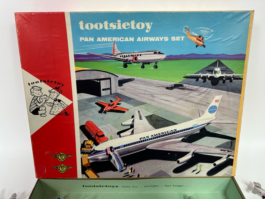 Vintage TootsieToy Pan American Airways Set With Box (See Photos) Plus TootsieToy Metal Cars And Pair Of TWA Friction Toys Planes [Photo 11]
