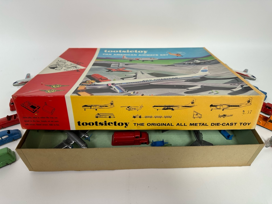 Vintage TootsieToy Pan American Airways Set With Box (See Photos) Plus TootsieToy Metal Cars And Pair Of TWA Friction Toys Planes [Photo 15]