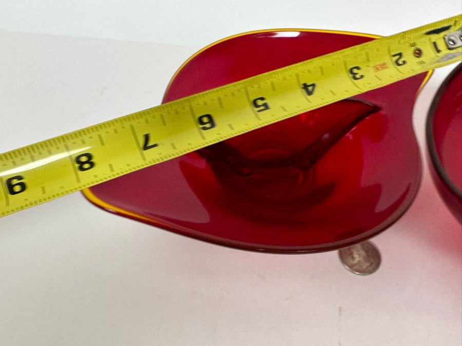 Pair Of Vintage Red Viking Glass Bowls 8W And 6.5W [Photo 13]