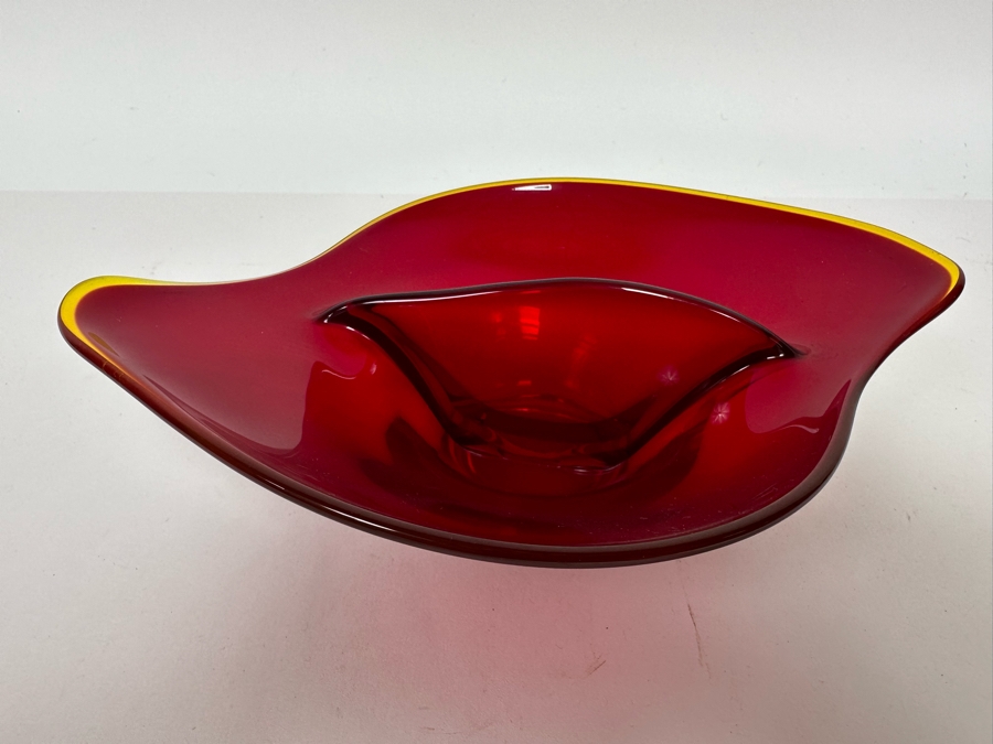 Pair Of Vintage Red Viking Glass Bowls 8W And 6.5W [Photo 2]