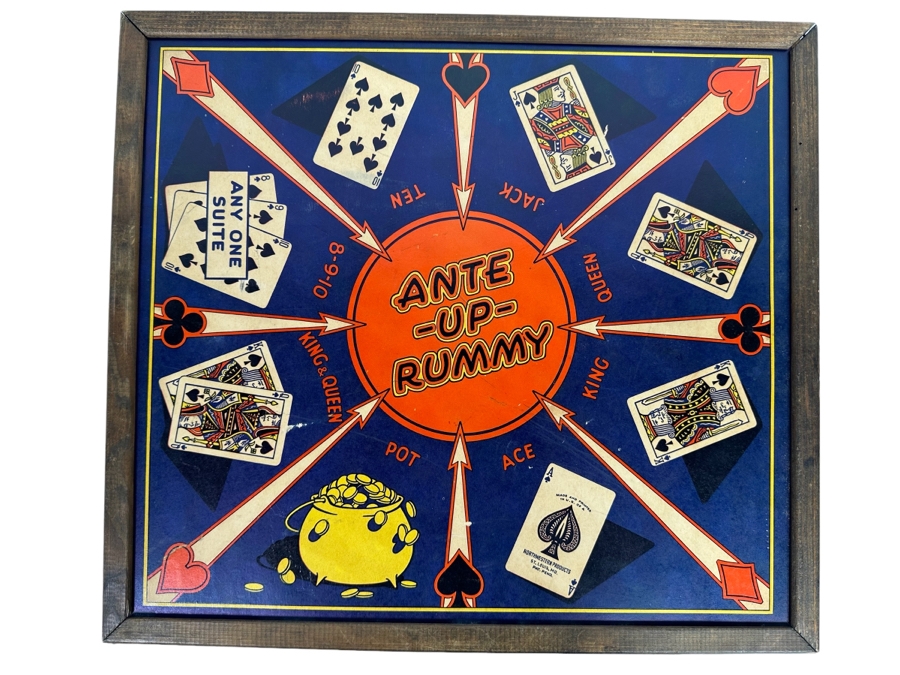 Vintage Double-Sided Game Board: Chinese Checkers And Ante Up Rummy By Northwestern Products 18.5 X 16.5 [Photo 1]