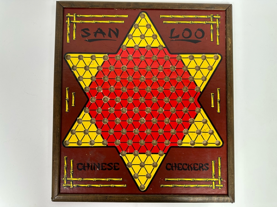 Vintage Double-Sided Game Board: Chinese Checkers And Ante Up Rummy By Northwestern Products 18.5 X 16.5 [Photo 3]