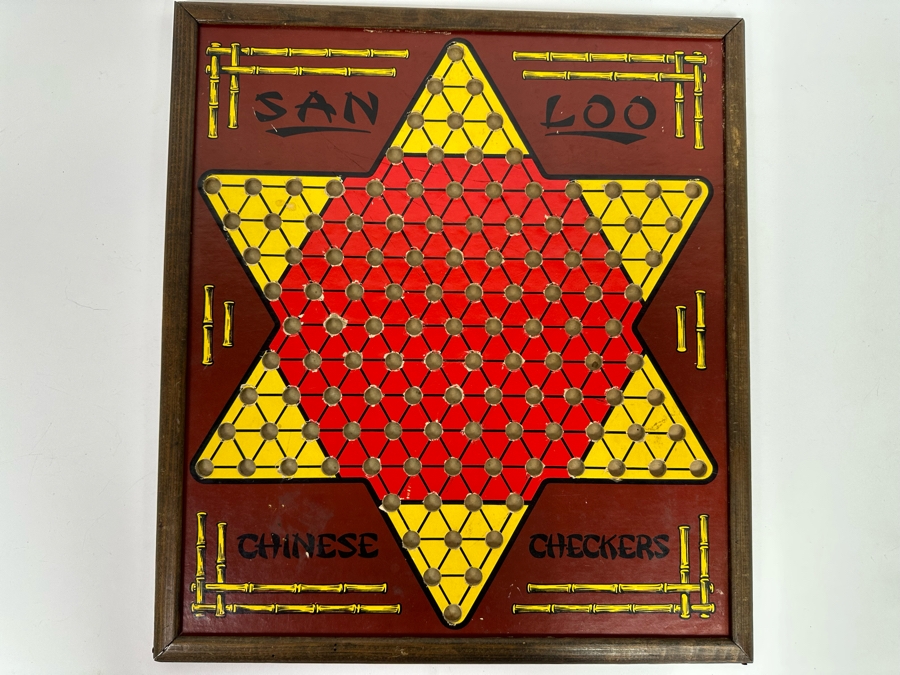 Vintage Double-Sided Game Board: Chinese Checkers And Ante Up Rummy By Northwestern Products 18.5 X 16.5 [Photo 2]