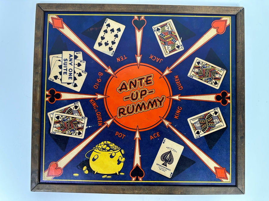 Vintage Double-Sided Game Board: Chinese Checkers And Ante Up Rummy By Northwestern Products 18.5 X 16.5 [Photo 4]