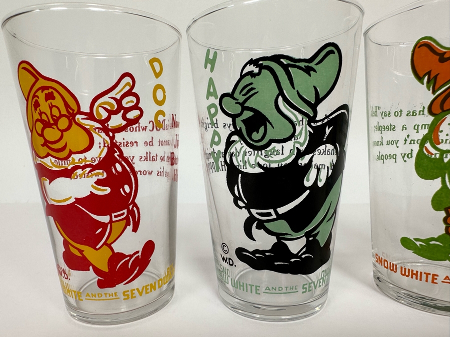 Vintage Set Of Six Snow White And The Seven Dwarfs Glasses 4.5H [Photo 5]