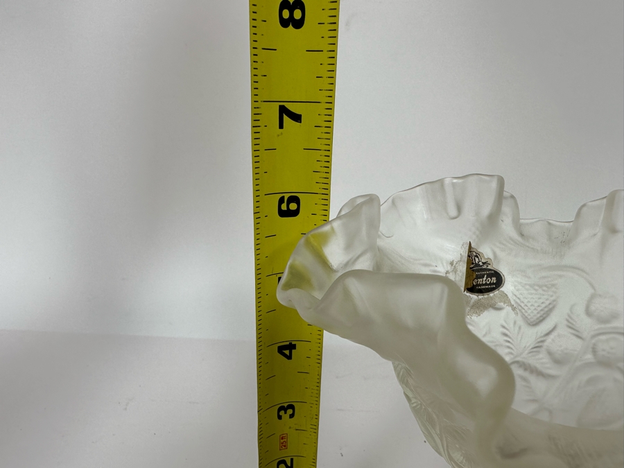 Pair Of Vintage Fenton Frosted Ruffled Strawberry Pattern Glass Bowls 6H And 3H [Photo 10]