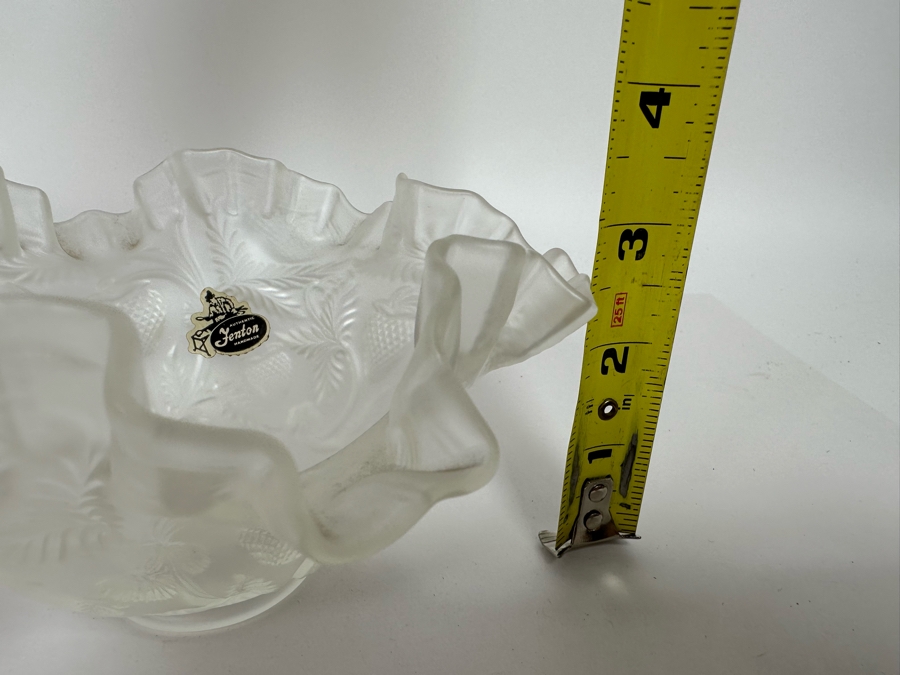 Pair Of Vintage Fenton Frosted Ruffled Strawberry Pattern Glass Bowls 6H And 3H [Photo 11]