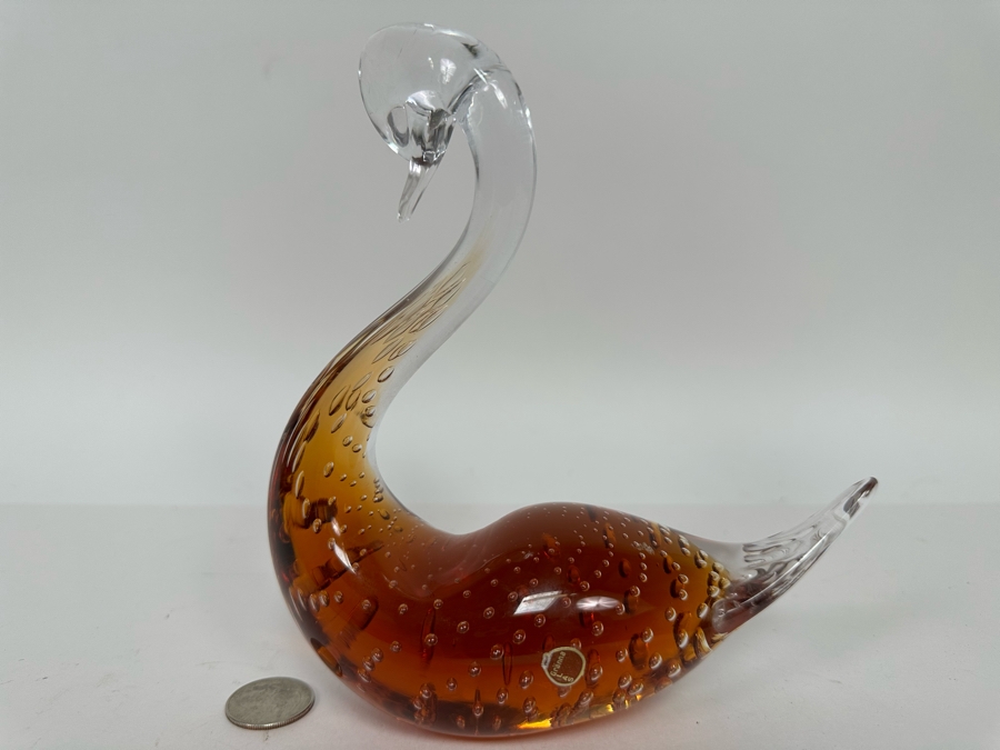 Vintage Granna Glas Art Glass Swan Sweden 6.5W X 7H [Photo 2]