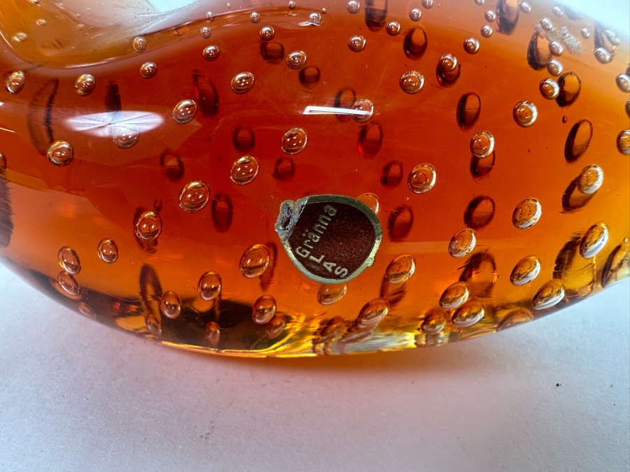 Vintage Granna Glas Art Glass Swan Sweden 6.5W X 7H [Photo 6]