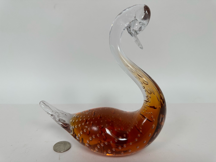 Vintage Granna Glas Art Glass Swan Sweden 6.5W X 7H [Photo 8]