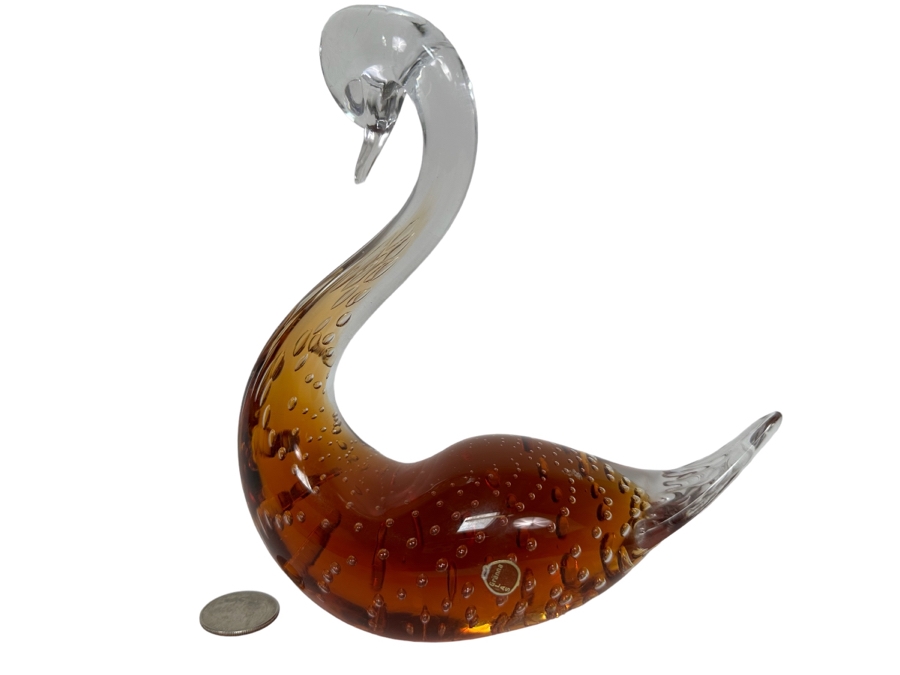 Vintage Granna Glas Art Glass Swan Sweden 6.5W X 7H [Photo 1]