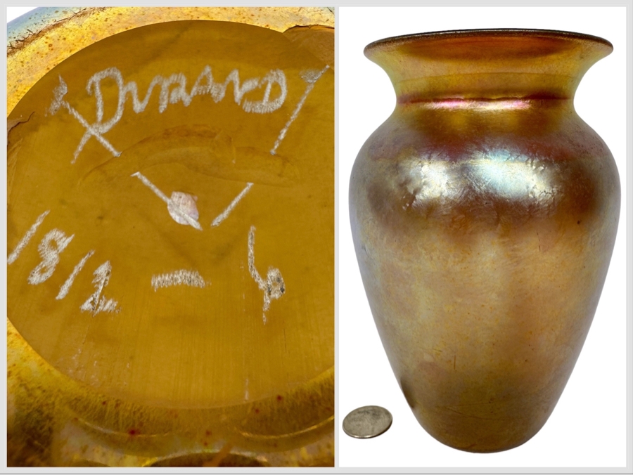 Vintage Durand Irridescent Art Glass Vase Pattern 1812-6 6.5H [Photo 1]