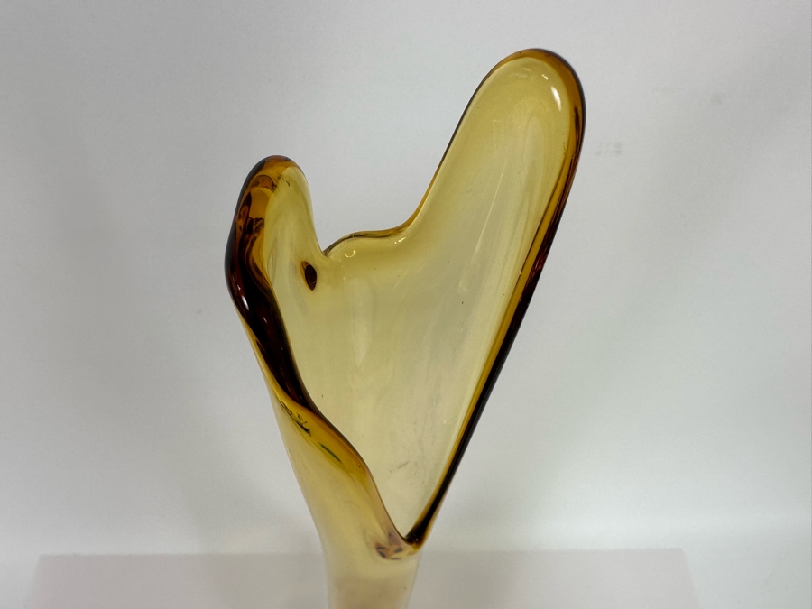 Vintage Mid-Century Yellow Art Glass Vase 24H [Photo 6]