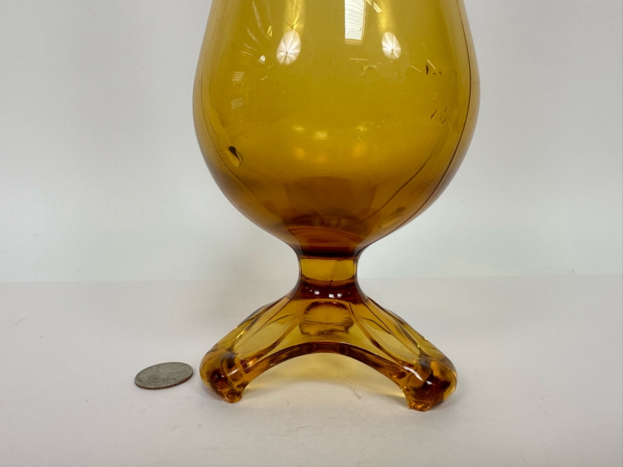 Vintage Mid-Century Yellow Art Glass Vase 24H [Photo 4]