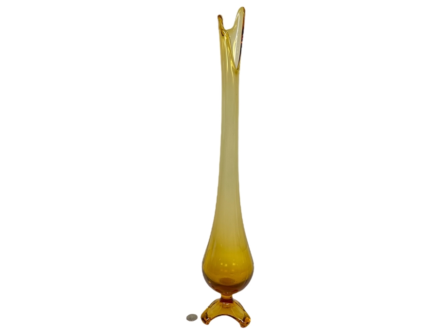 Vintage Mid-Century Yellow Art Glass Vase 24H [Photo 1]