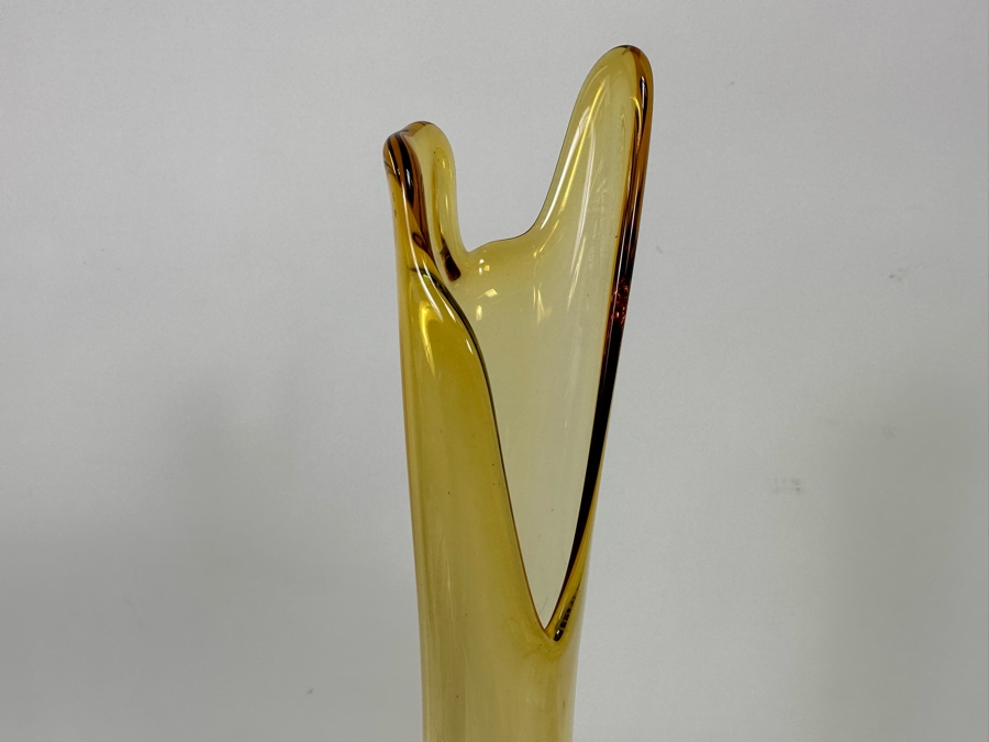 Vintage Mid-Century Yellow Art Glass Vase 24H [Photo 5]
