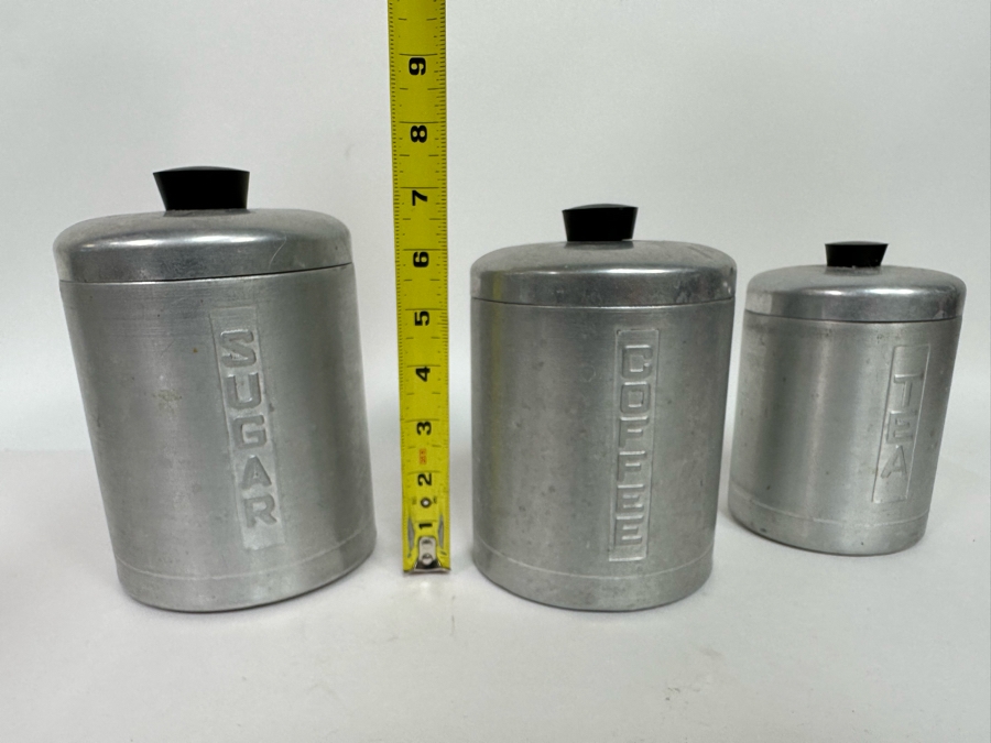 Vintage Art Deco Machine Age Metasco Inc Italian Sugar, Coffee & Tea Canisters [Photo 10]