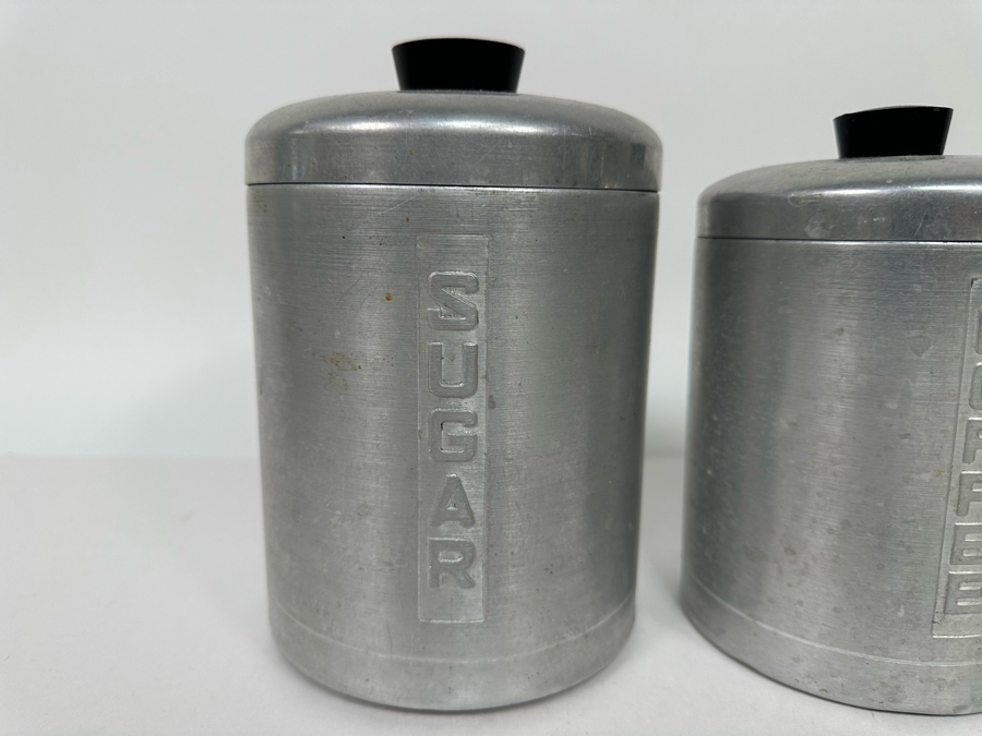 Vintage Art Deco Machine Age Metasco Inc Italian Sugar, Coffee & Tea Canisters [Photo 4]