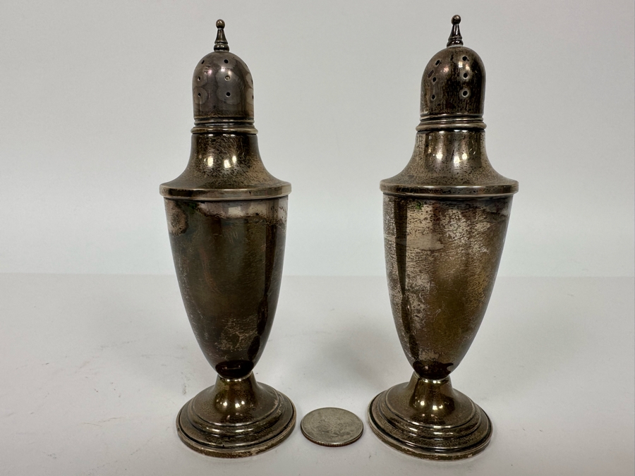 Pair Of Weighted Sterling Silver Salt Shakers 5.5H [Photo 3]