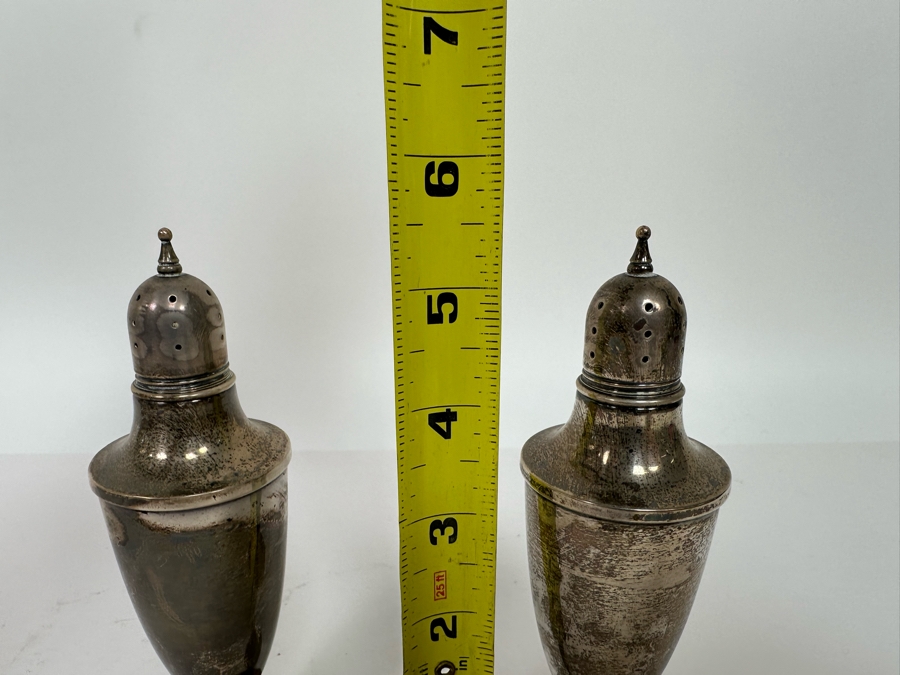 Pair Of Weighted Sterling Silver Salt Shakers 5.5H