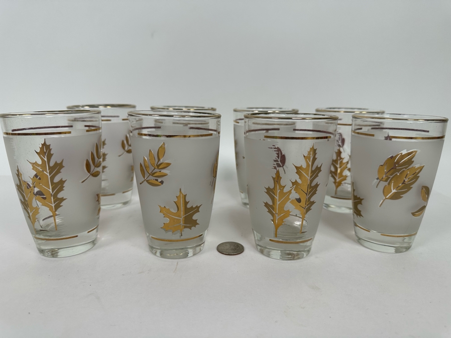 Set Of Eight Mid-Century Glasses 4.5H