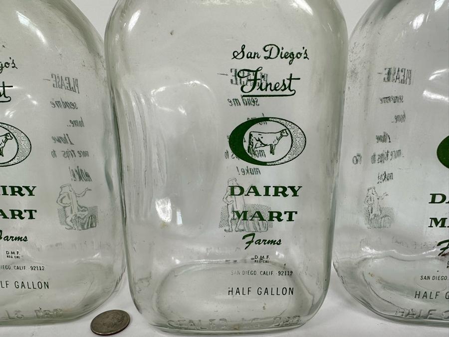 Set Of Four Vintage Glass Milk Bottles San Diego's Finest Milk Dairy Mart Farms [Photo 4]