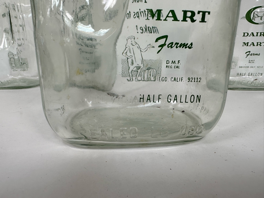 Set Of Four Vintage Glass Milk Bottles San Diego's Finest Milk Dairy Mart Farms [Photo 8]