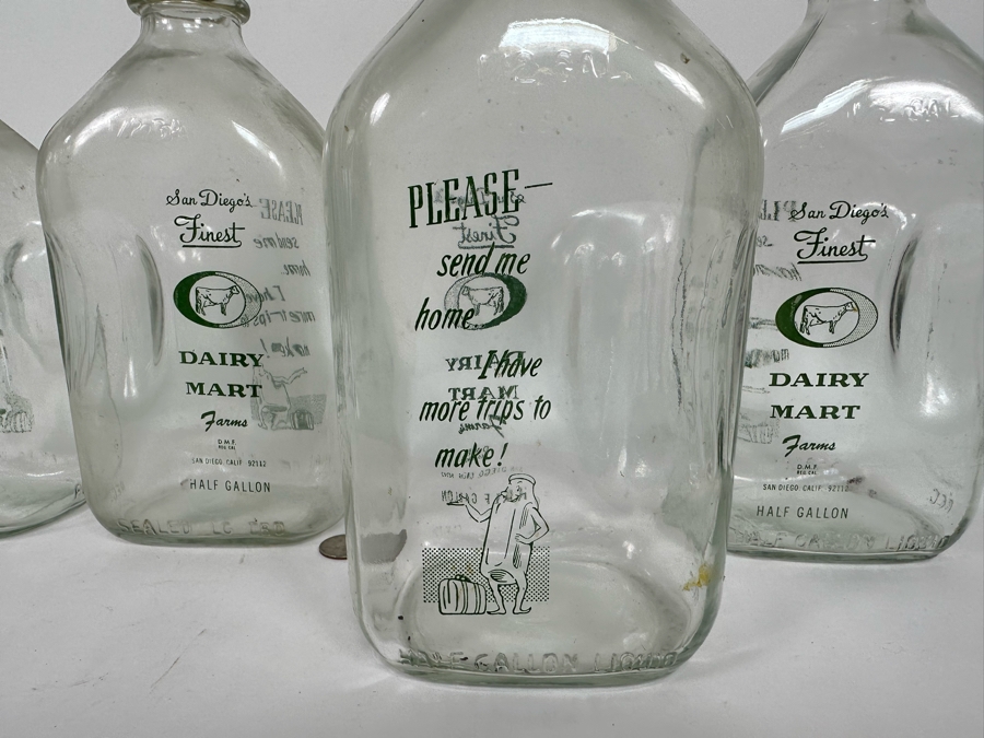 Set Of Four Vintage Glass Milk Bottles San Diego's Finest Milk Dairy Mart Farms [Photo 6]