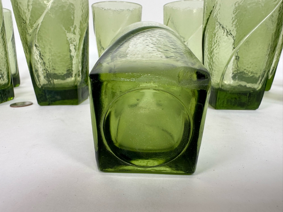 Set Of Eleven Mid-Century Green Glasses 5H [Photo 7]